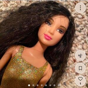 Sparkling Gold Dress Doll with Dark Hair